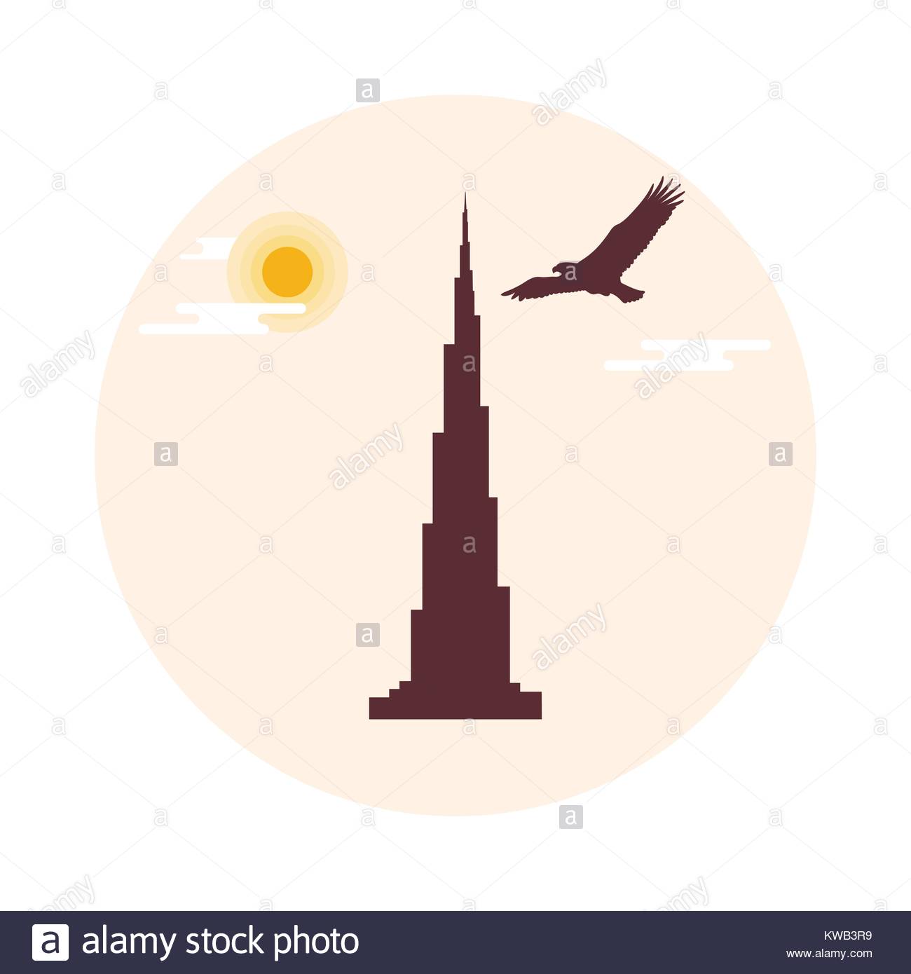 1300x1390 United Arab Emirates Skyscraper Silhouette. Dubai Famous Building