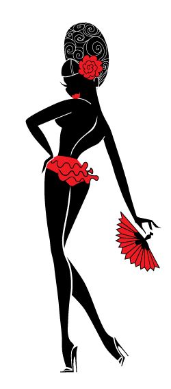 250x566 Burlesque Dancer In Silhouette Original Art By Claudette