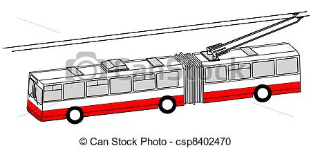 450x214 Trolley Bus Silhouette On White Background Stock Illustration