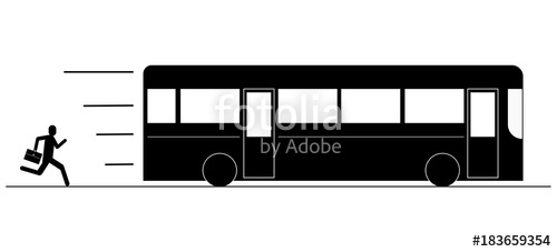 500x227 Person Missing The Bus Pictogram Silhouette Vector Stock Image