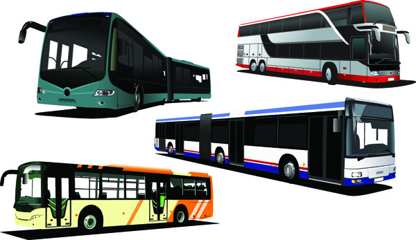 600x347 Various Bus Bus Vector Free Vector 4vector