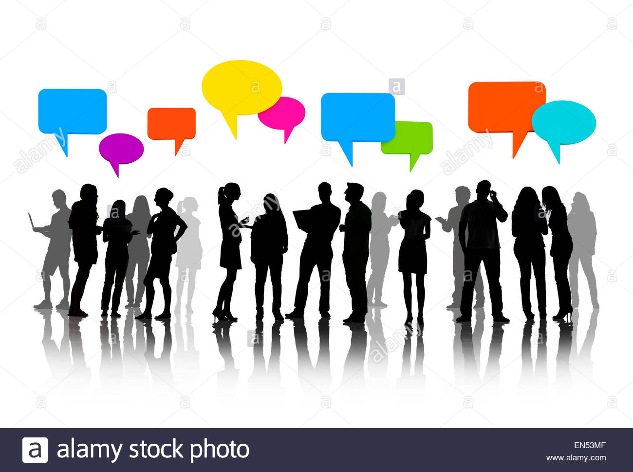 1300x969 Talking Business People Silhouettes Isolated On White With Empty