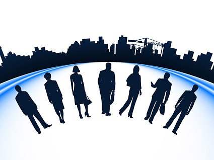 425x318 Business People And City Silhouette Vector Construction Mate
