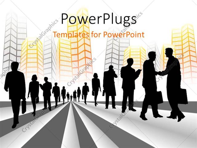 640x480 Powerpoint Template Silhouette Of Business People On Black