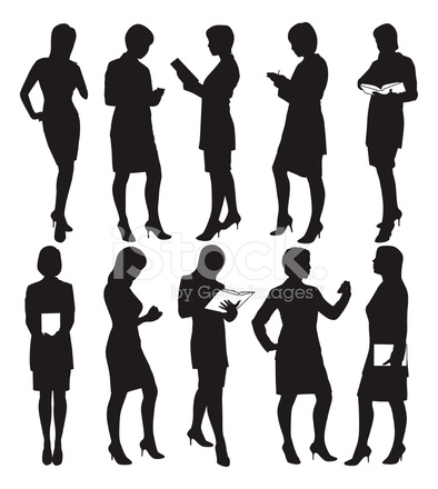 394x440 Business Woman Silhouettes Stock Vector