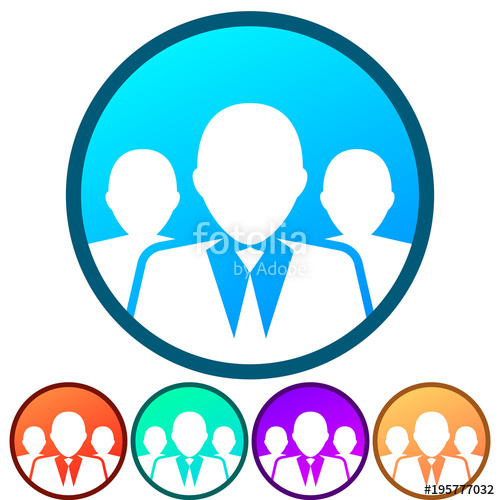 500x500 Circular, Gradient Groupteam Of Business People (White Silhouette