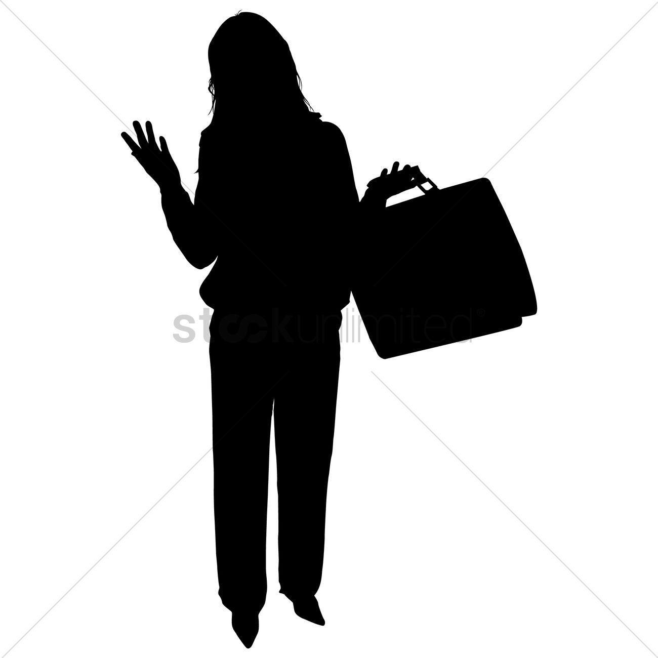 1300x1300 Businesswoman With Briefcase Silhouette Vector Image