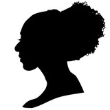 160x160 Woman's Head In Profile. Vector Black Silhouette Of The Bust