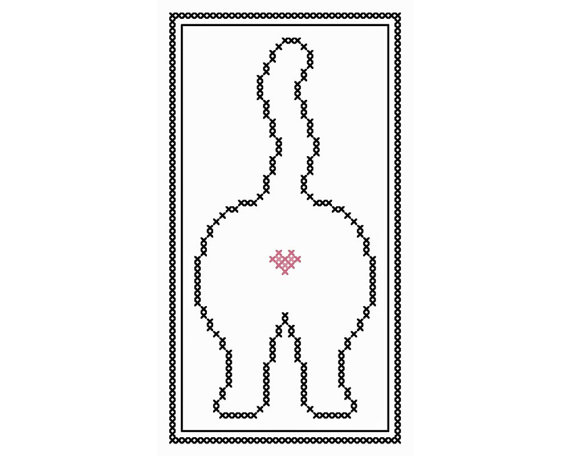 570x456 Cat Butt Silhouette Original Cross Stitch Chart