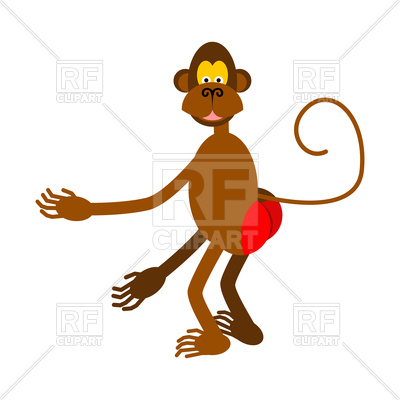 400x400 Monkey Red Butt On White Background Royalty Free Vector Clip Art