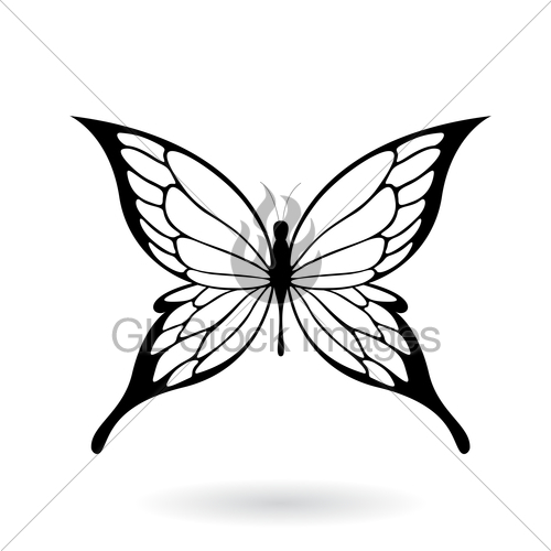 500x500 Black Butterfly Silhouette Illustration Gl Stock Images