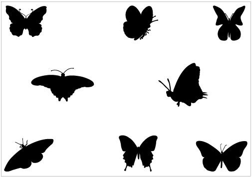 505x355 Butterfly Silhouette Clip Art Pack Vector Graphics, Clip Art