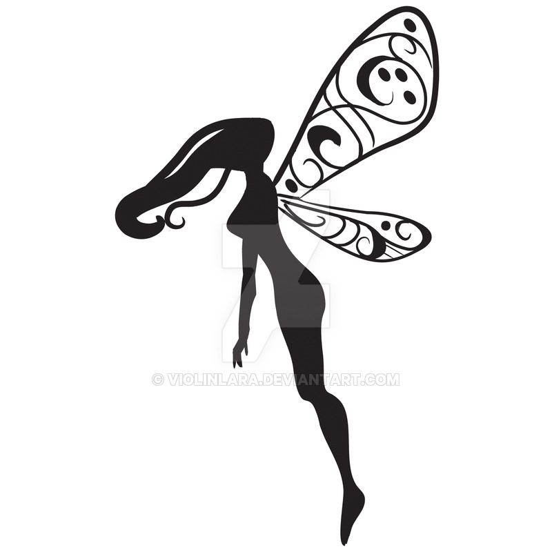 800x800 Cool Silhouette Flying Fairy Tattoo Design By Violinlara