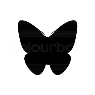 320x320 Vector Silhouette Butterfly On White Background Stock Vector