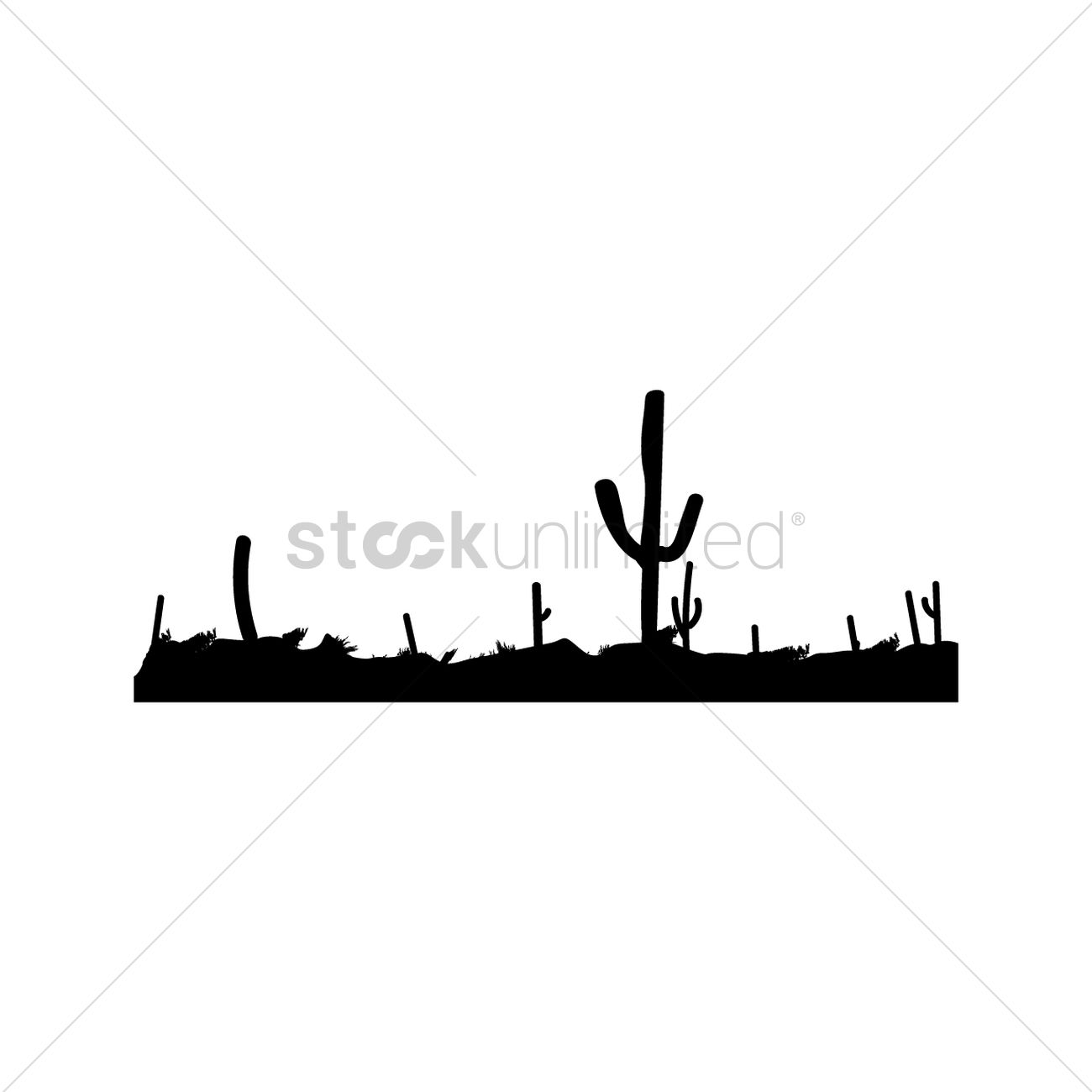 1300x1300 Silhouette Of Cacti In The Dessert Vector Image