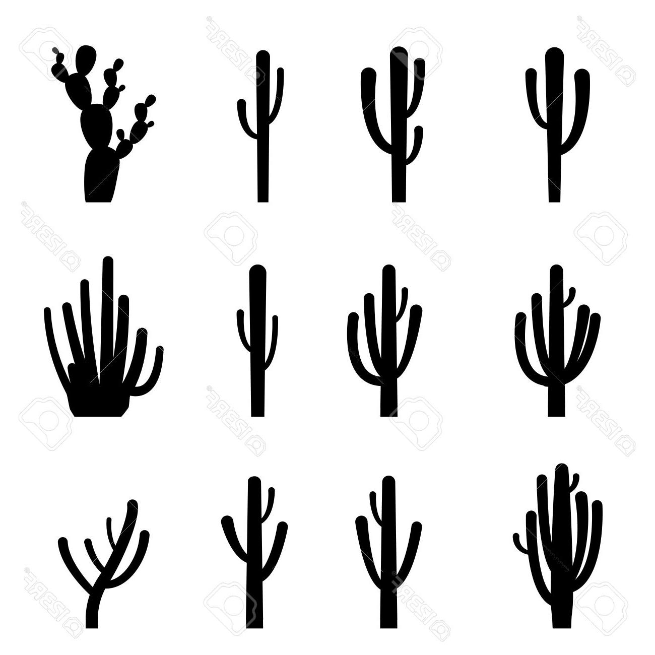 1300x1300 Top 10 Set Of Cactus In Black Silhouette Style Vector Stock File