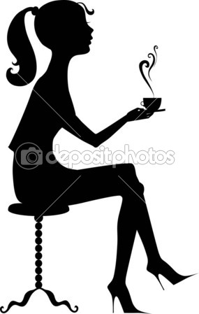 285x449 Silhouette Of A Girl With A Coffee Stockvectorbeeld