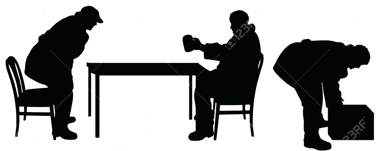 1300x520 Table Silhouette Vector Drawing People To Table In Cafe Silhouette