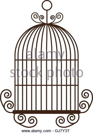 300x432 Birdcage Silhouette Vintage Icon, Vector Illustration Stock Vector