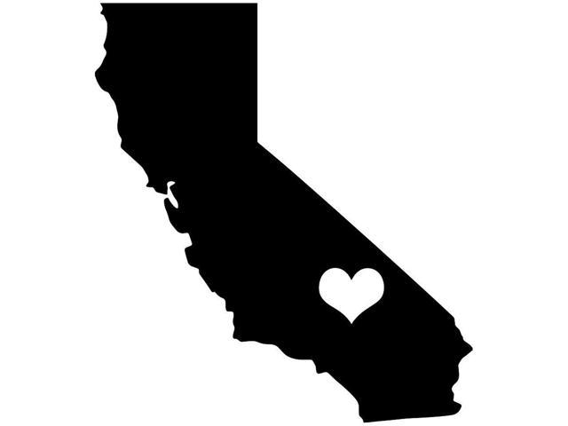 640x480 California State Love Silhouette With Heart 5 Yellow Vinyl Decal