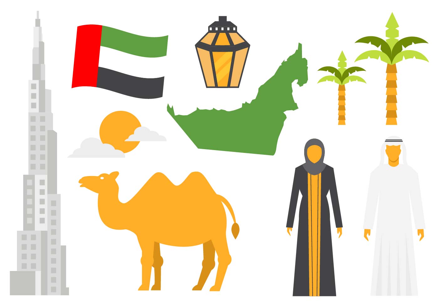 1400x980 United Arab Emirates Icons Vector
