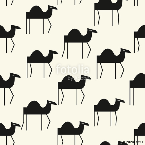 500x500 Cute Camels Seamless Pattern. Vector Background In Childish Style