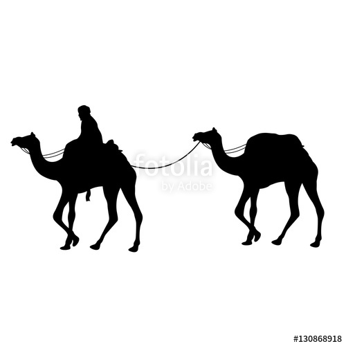 500x500 Camel Caravan Vector Illustration Black Silhouette Stock Image