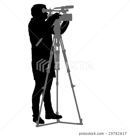 450x468 Cameraman With Video Camera. Silhouettes On White