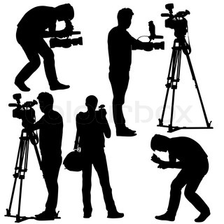 320x320 Cameraman With Video Camera. Silhouettes On White Background