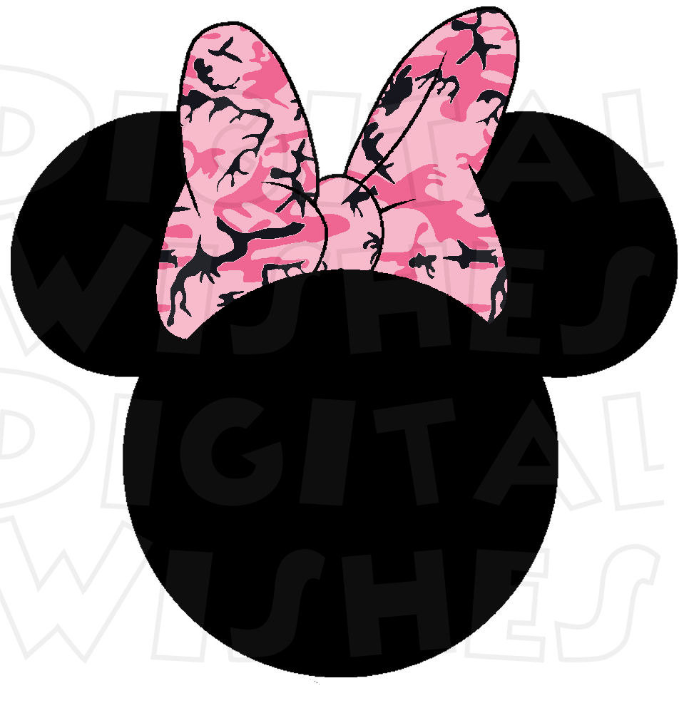 966x1000 Pink Camo Camouflage Minnie Mouse Head Ears Digital Iron