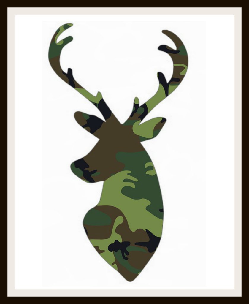 839x1024 Set Of 6 Camouflage Print Silhouette Deer Poster Art Prints 8 X 10