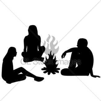 325x325 Group Of Tourists Relaxing Near Campfire Gl Stock Images