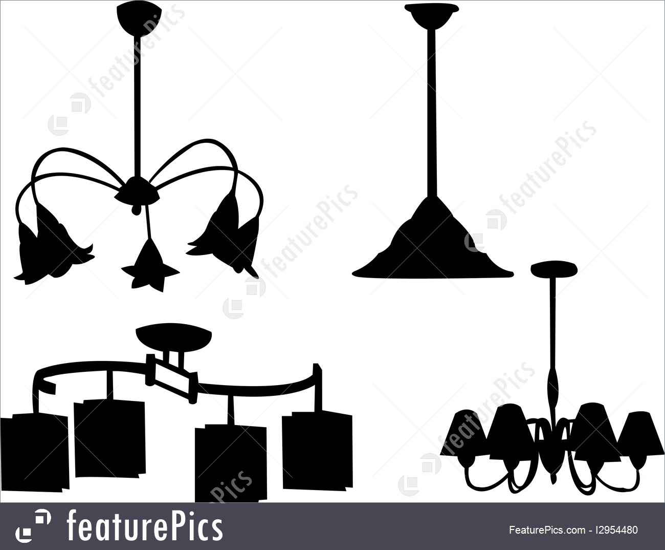 1300x1074 Chandelier Silhouette Illustration