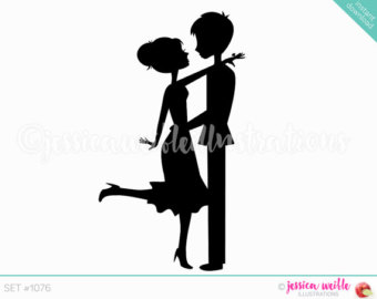 340x270 Sweet Couple Silhouette Cute Digital Clipart Engagement Clip