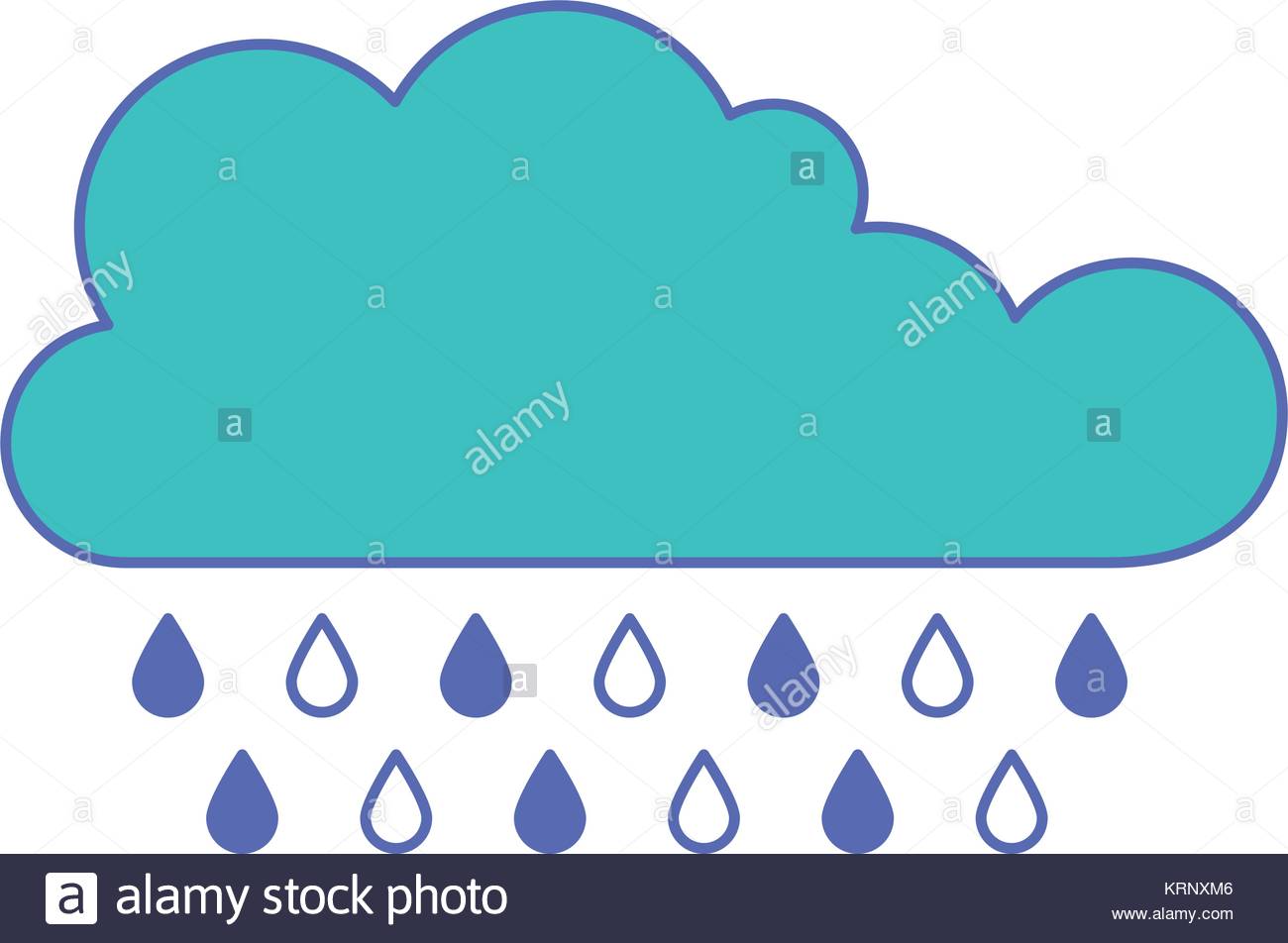 1300x952 Cloud With Rain In Blue And Purple Color Sections Silhouette Stock