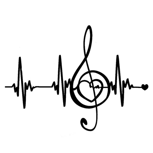 640x640 18cm13.3cm Creative Music Pulse Heartbeat Lines Vinyl Stickers