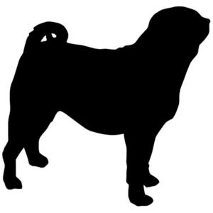 300x300 Side Silhouette Pug Car Decal