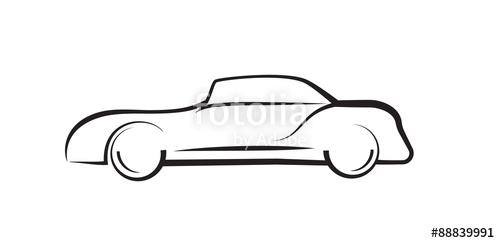 500x243 Car Side View Line Outline Silhouette Drawing Stock Image
