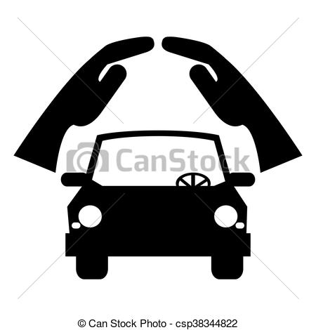 450x470 Simple Flat Design Car Silhouette Under Sheltering Hands Vector