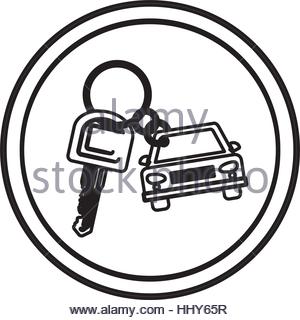 300x320 Silhouette Circular Border With Car And Key Vector Illustration