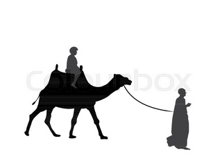 320x233 Silhouette Of Caravan Mit People And Camels Wandering Through