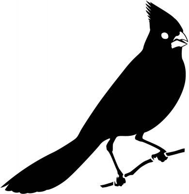 390x400 Cardinal Sitting On A Branch Silhouette Birds