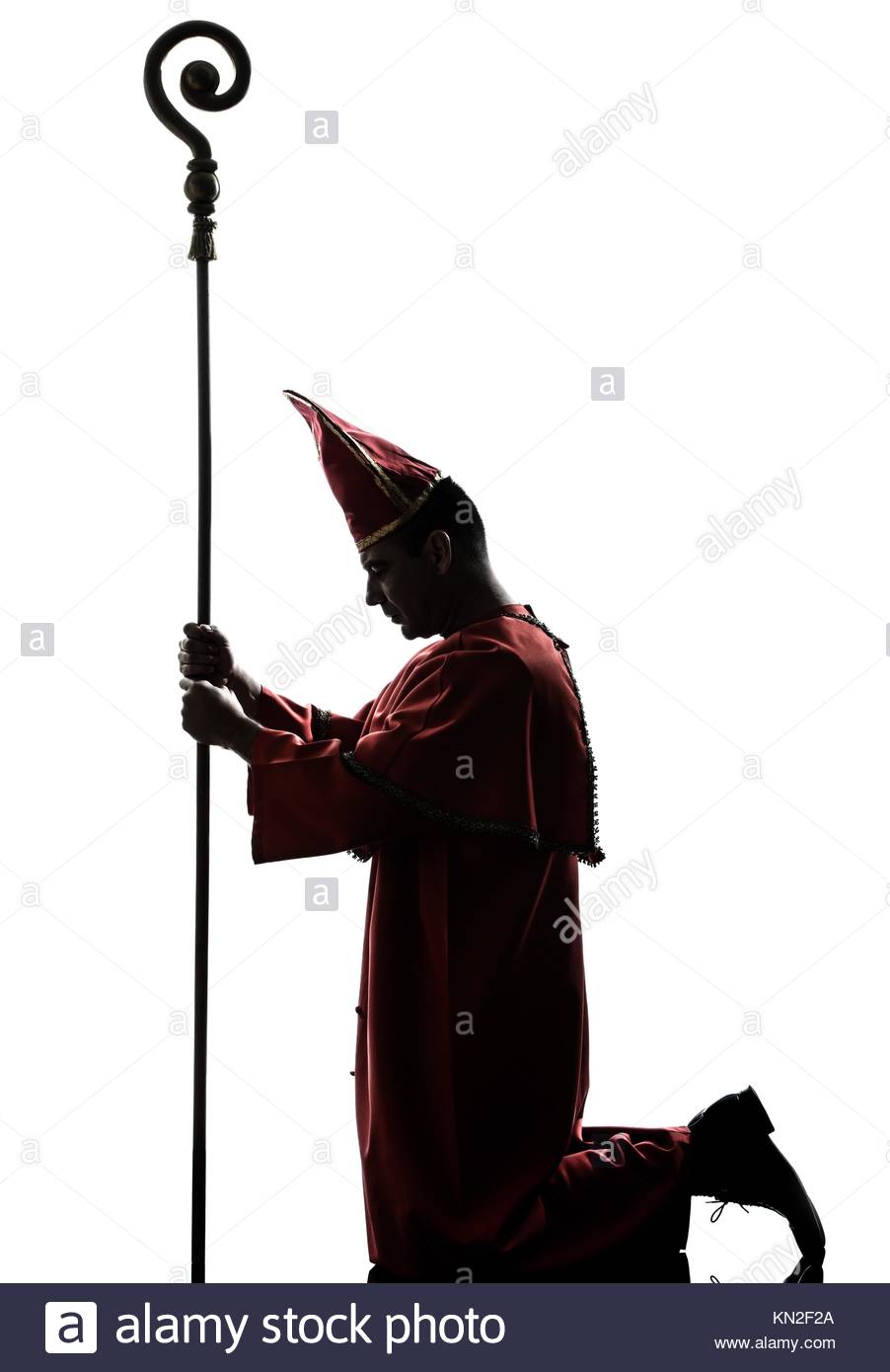 902x1390 One Man Cardinal Bishop Silhouette In Studio Isolated On White