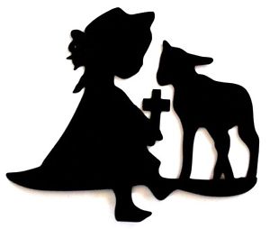 300x254 6 Easter Girl With Lamb Cross Silhouette Die Cut Embelishment