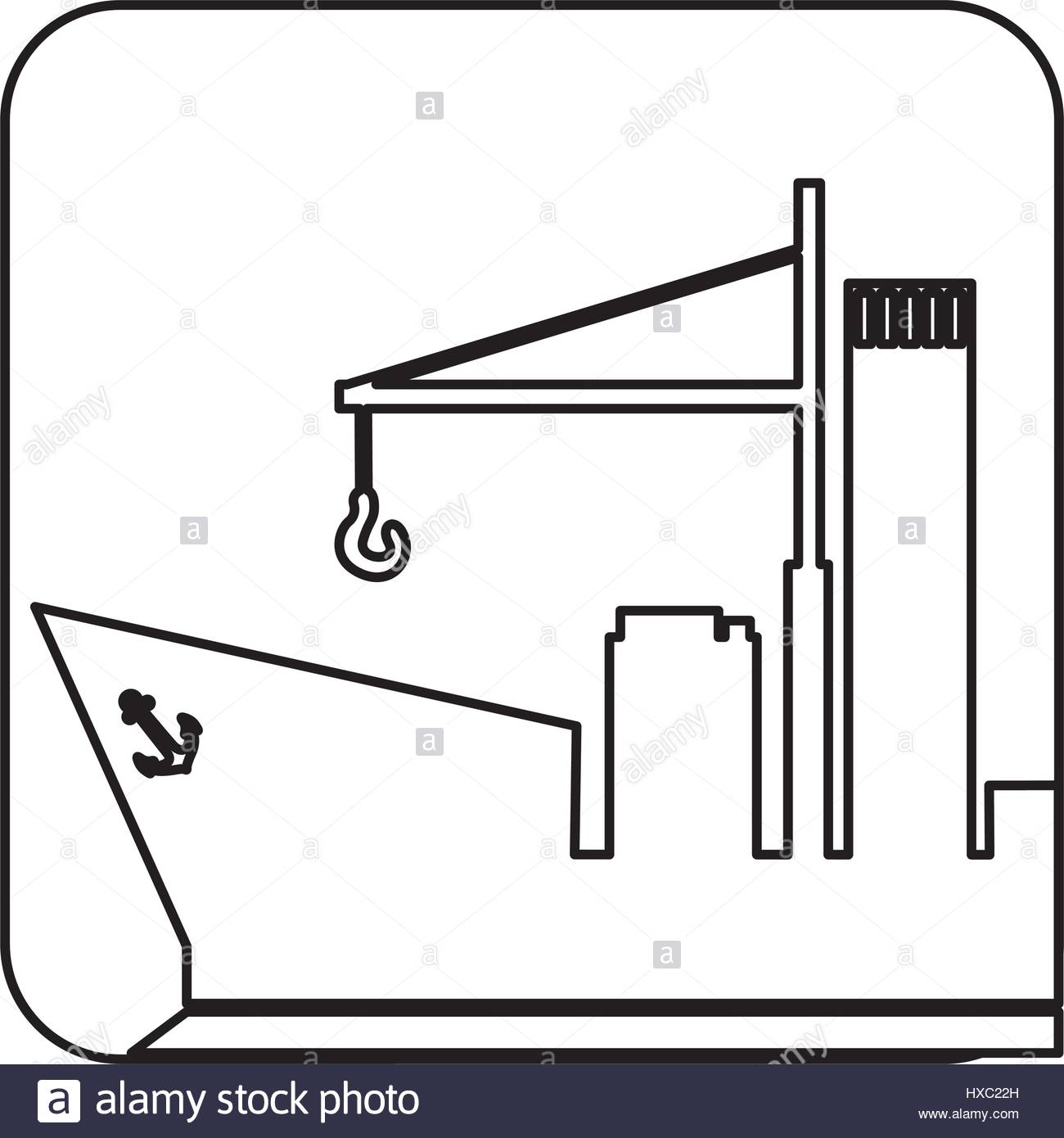 1300x1390 Square Silhouette Button With Contour Cargo Ship Stock Vector Art