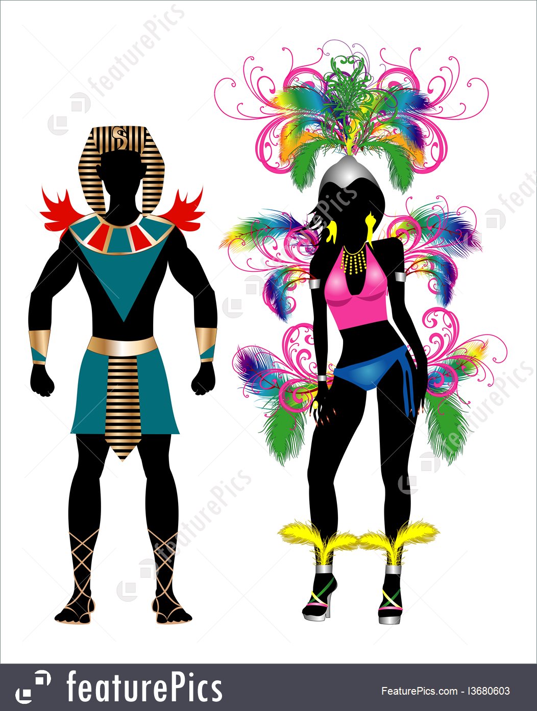 1052x1392 Illustration Of Carnival Silhouette Colorful Couple