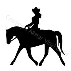 250x250 Cowgirl Riding Horse Silhouette Cameo Riding