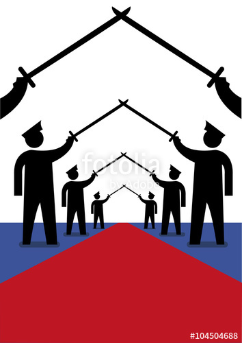 354x500 Personnel In Uniform Silhouette Crosses Their Sword In The Red