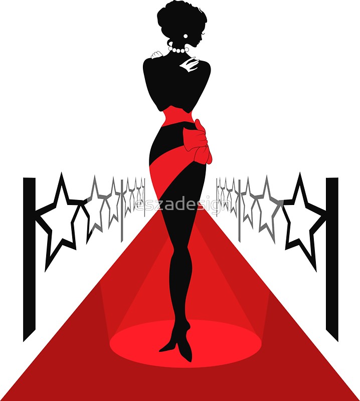 718x800 Woman Silhouette On A Red Carpet Stickers By Eszadesign Redbubble