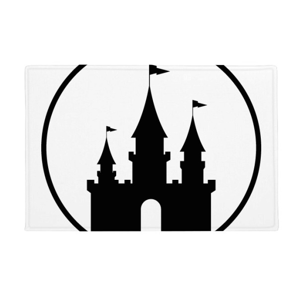 600x600 Amusement Park Castle Black Silhouette Anti Slip Floor Mat Carpet